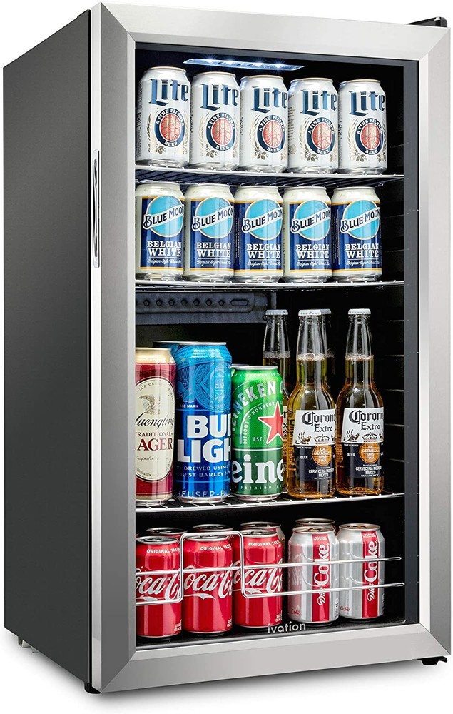 Ivation 126 Can Beverage Refrigerator, Freestanding Ultra-Cool Mini Drink Fridge