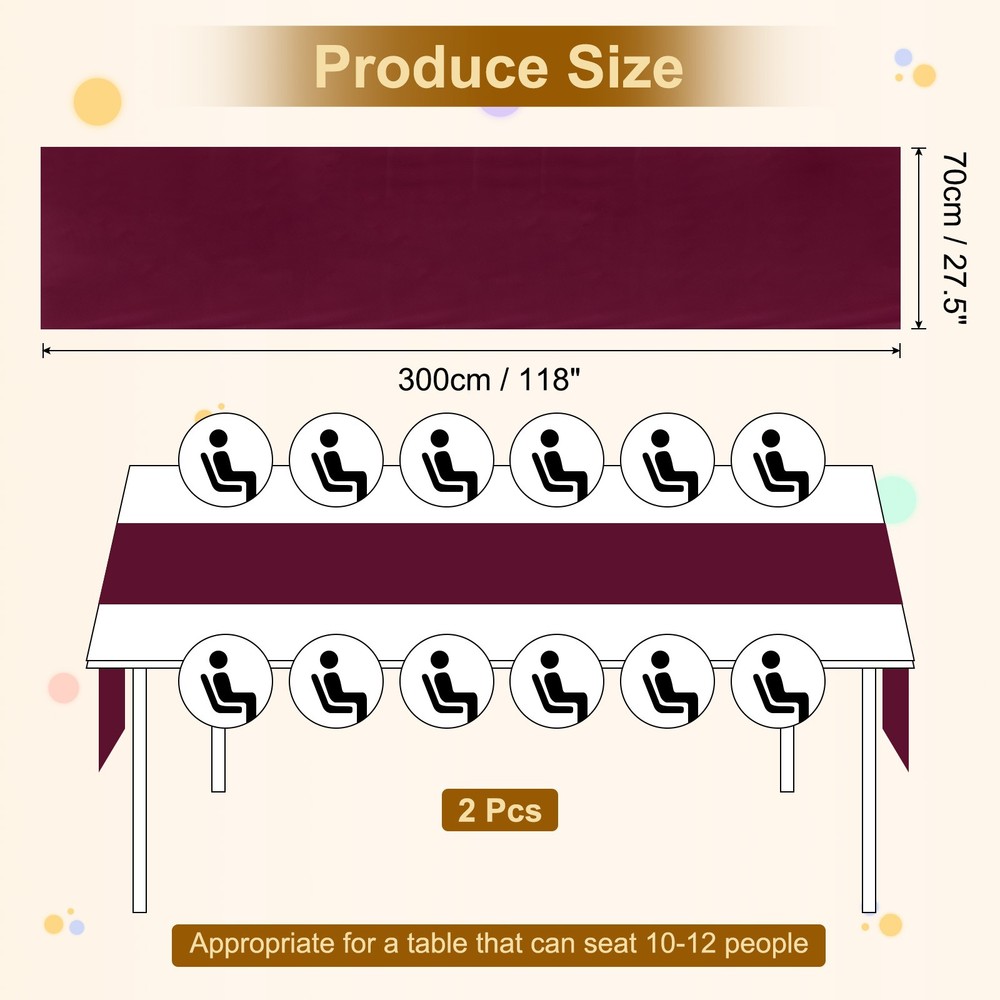 2 Pcs Dark Red Chiffon Table Runner 27.5" x 118" Romantic Table Runner