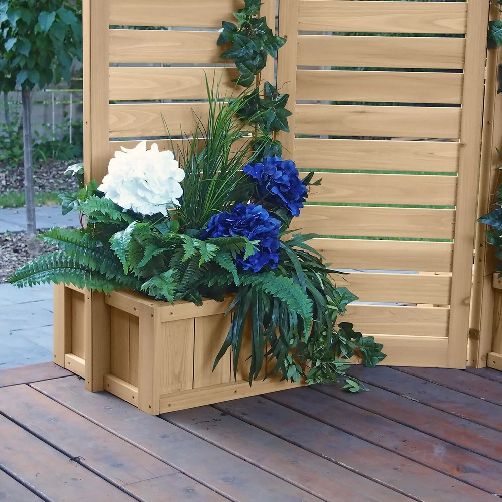Yardistry Fusion 3-Panel Cedar Planter Screen, Natural Brown