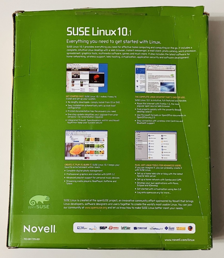 SUSE Linux 10.1 Strong Encryption Box Set 7-Disc CD/DVD + Manual Novell Complete