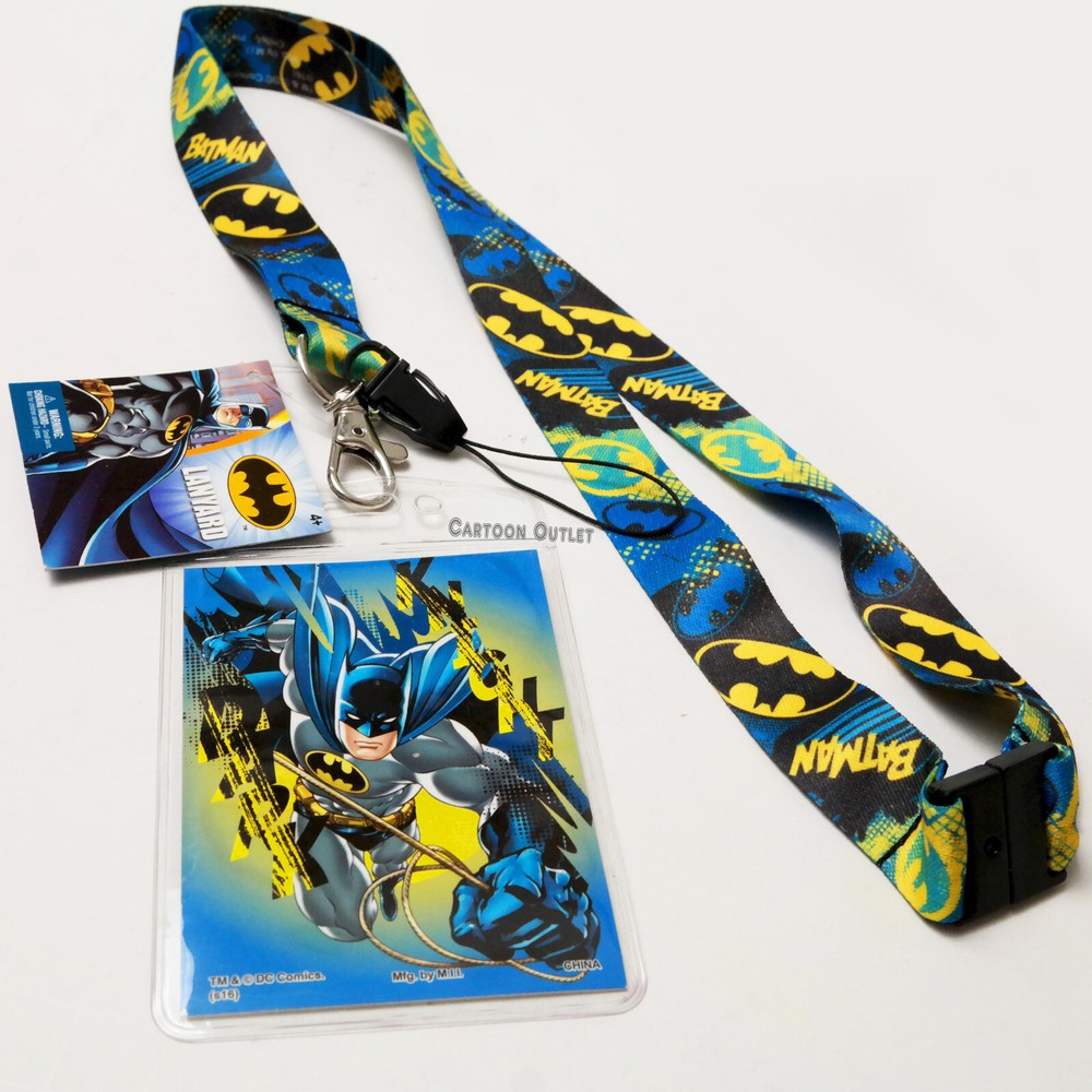 Batman Lanyard breakaway + ID Holder Dangle Authentic DC Heroes New