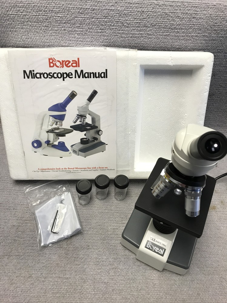 Boreal Compound Light Microscope SFC 111 Series 3 Objectives 4x 10x 100x Student