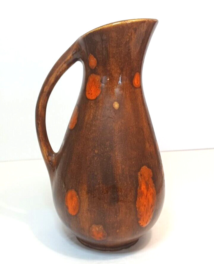 Brown Pitcher Vase Ewer 8" Tall