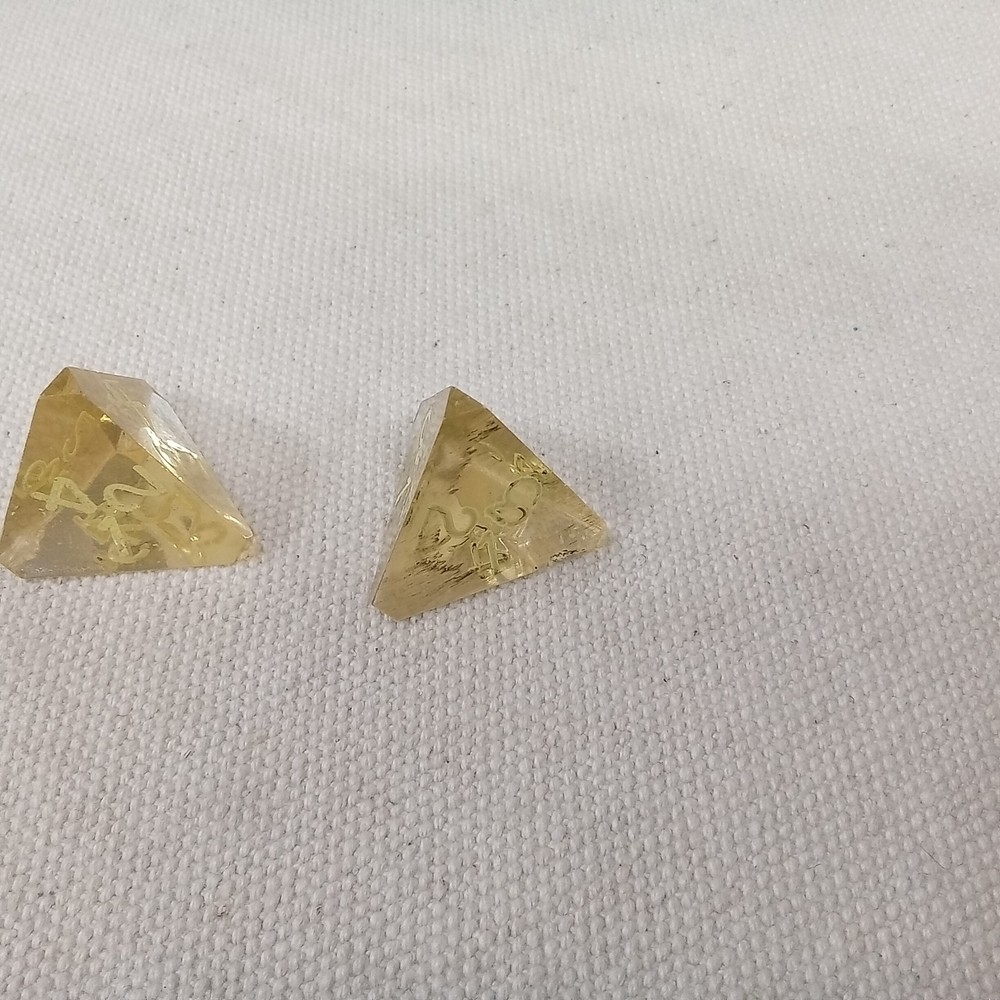 Gamescience dice, gem, d4, pair, inked in crayon