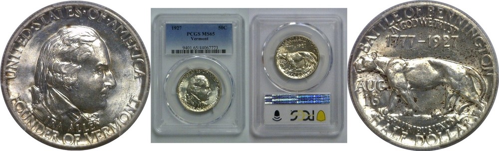 1927 Vermont Commemorative Half Dollar   PCGS MS-65