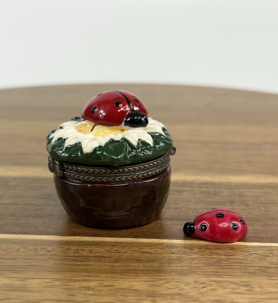 Porcelain Hinged Trinket Box Ladybug