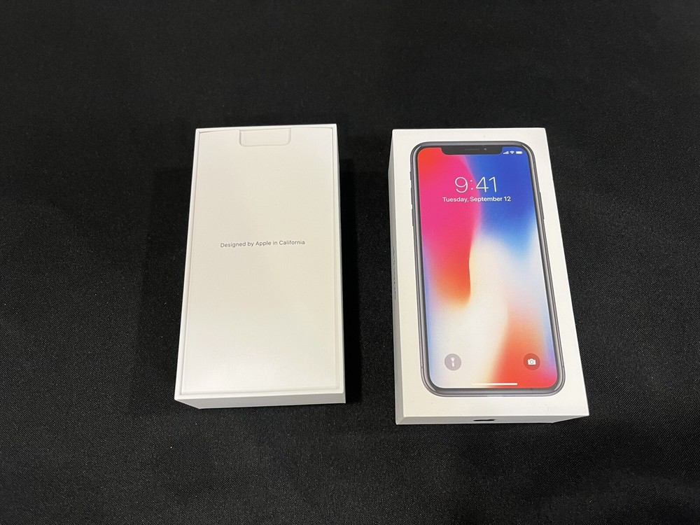 *EMPTY BOX* Apple iPhone X Space Gray 64G W/ Manual, Stickers & SIM Removal Tool