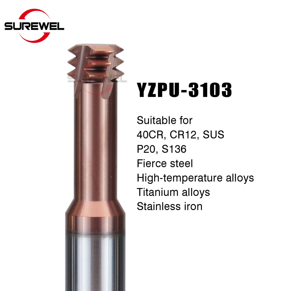 HRC68 Solid Carbide Three Teeth Thread Milling Cutter Balzers Coated 8-32UNC UNF