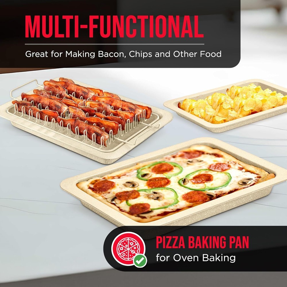 Bacon Tray - 2-Piece Set – Marble Coating - 2 Piece Set, White