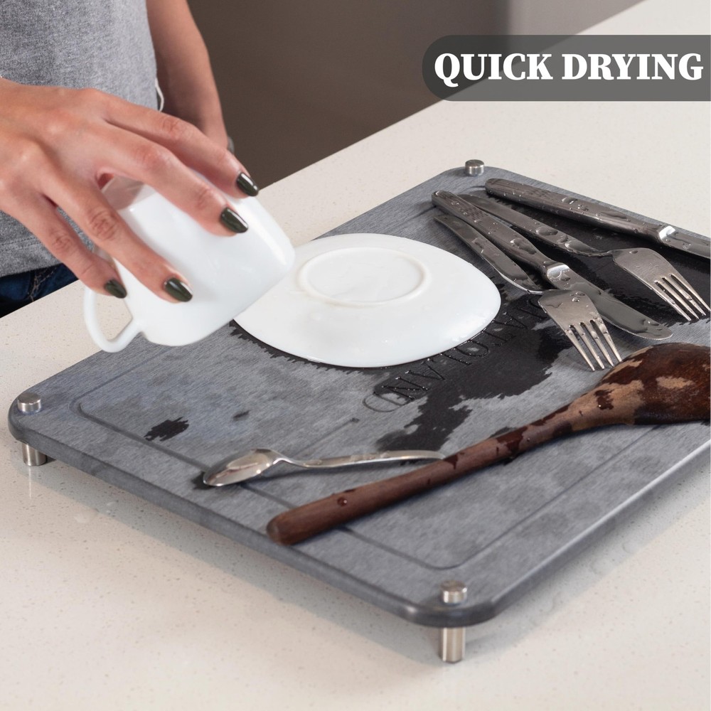 Stone Drying Mat for Kitchen Counter | Quick Dry Stone | Set 6pc | Diatomaceo...