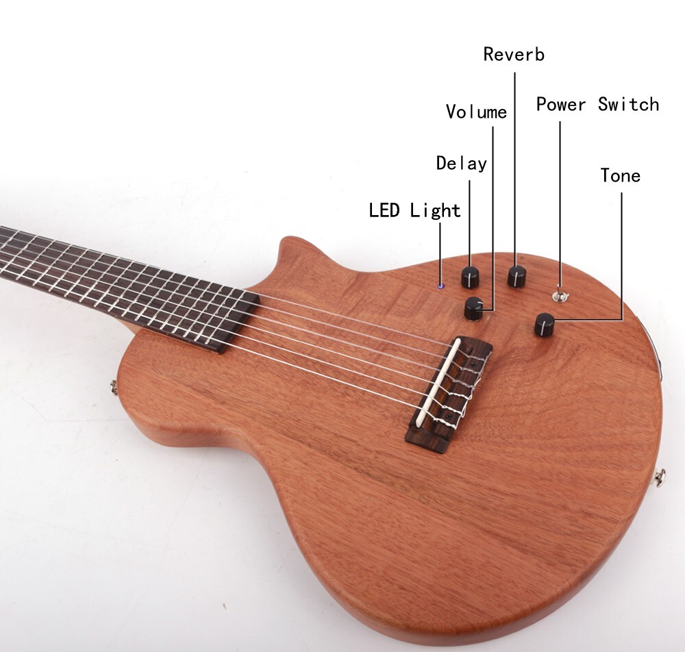 nylon string electric classical guitar travel portable built in effect