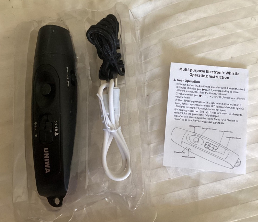 Electronic Whistle, 3 Different Tones and 3Loudnesses, With Light, USB Recharge