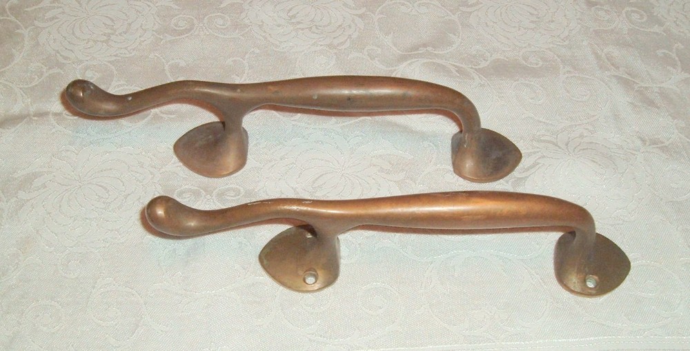 Vtg Pair Heavy Door Pulls 10" Reclaimed