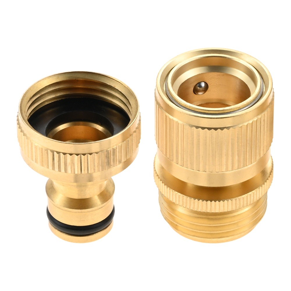 2Pack Garden Hose Quick Connector Solid Brass 3/4 inch GHT Quick Connect Release