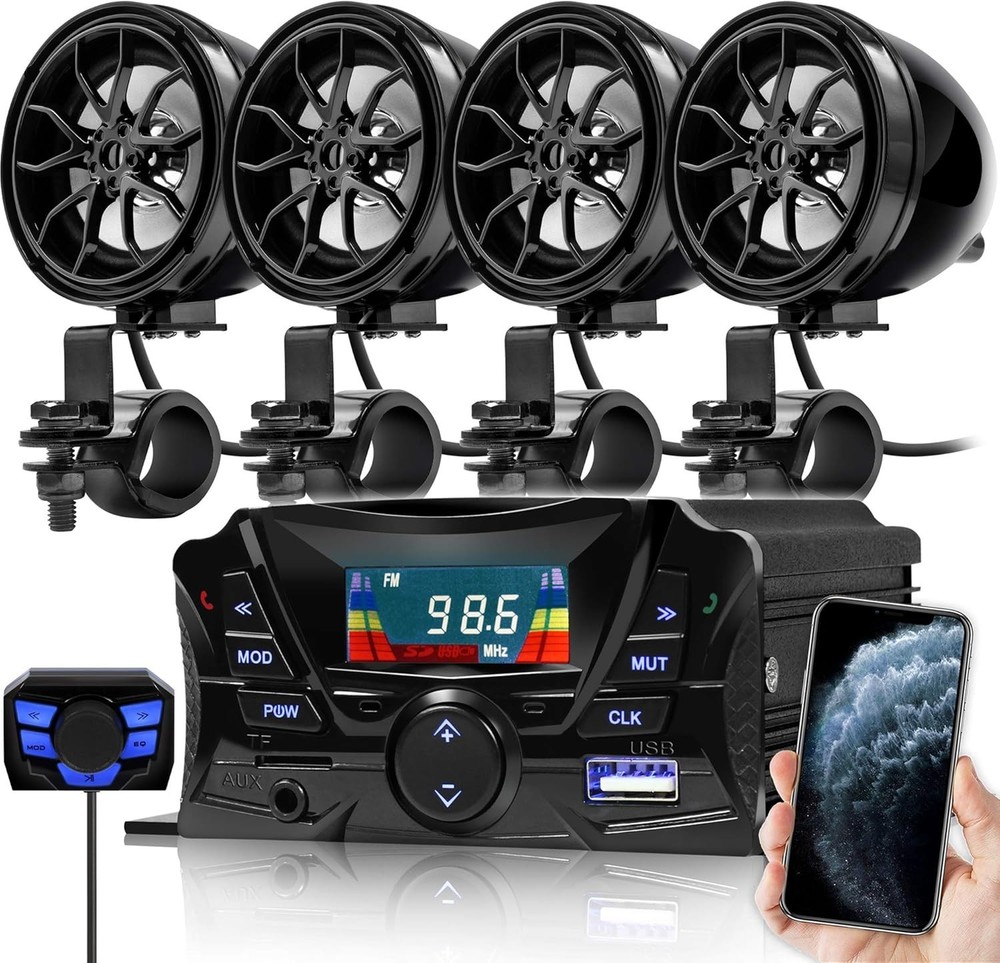 Dynamic Bluetooth Motorcycle Speakers with Weatherproof Design & Easy Setup