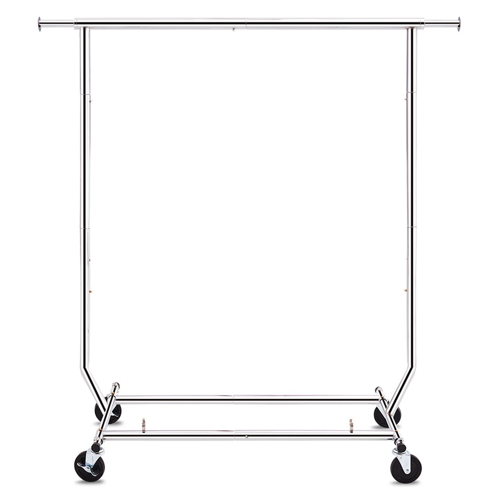 HOKEEPER 250lbs Sing Rail Adjustable Collapsible Rolling Clothes Garment Racks