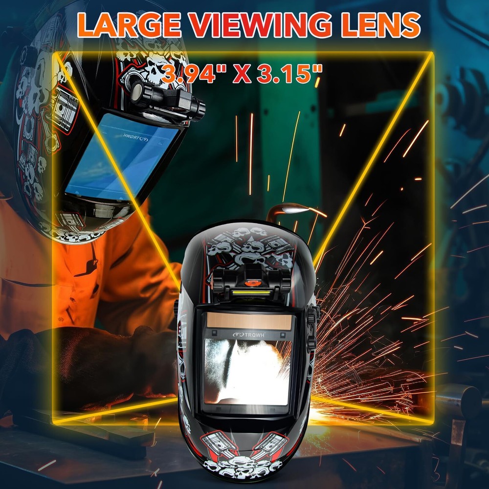 TRQWH Pro Welding Helmet with Grind Mode, True Color Large View & 4 Arc Sensor
