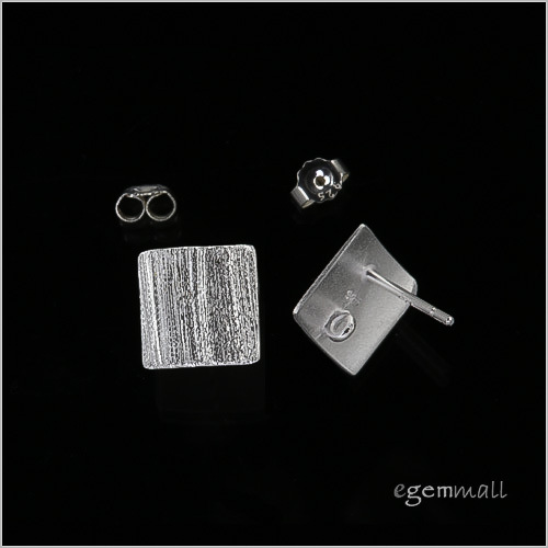Sterling Silver Satin Square Stud Post Earrings Connector #97616