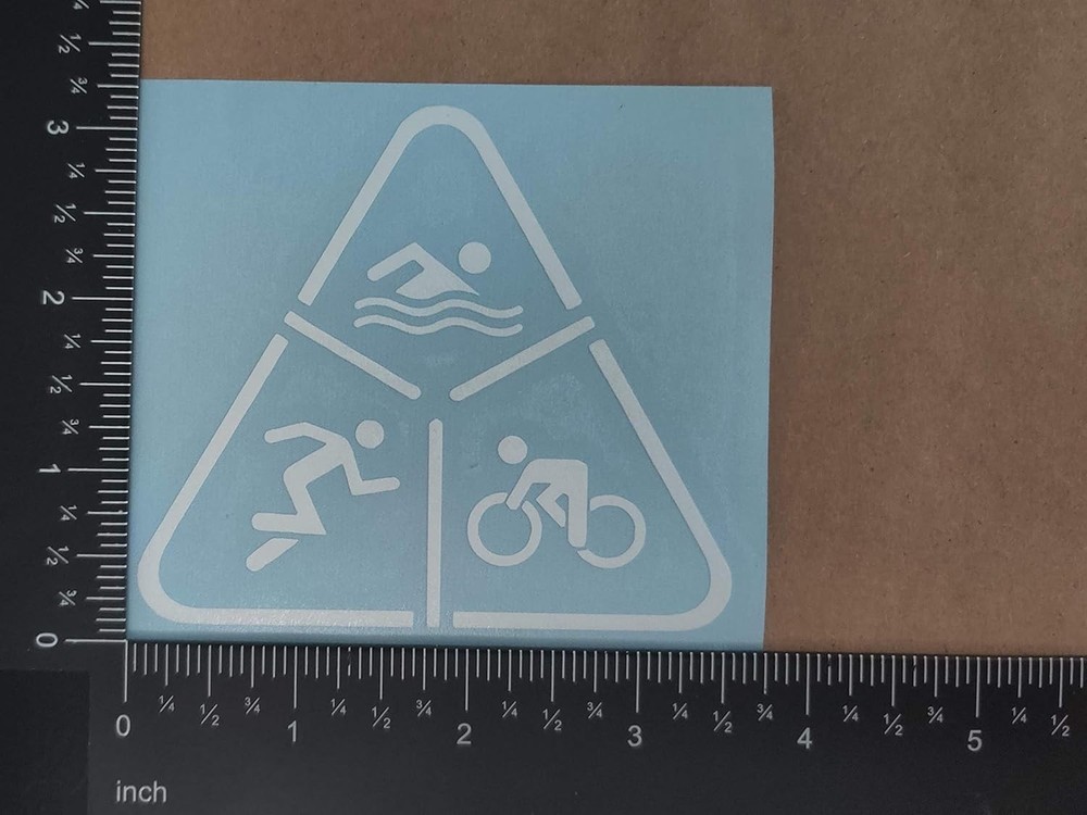 Decals 4 Pack: Swim Cycle Run, Heartbeat -White-Small ~3.5"