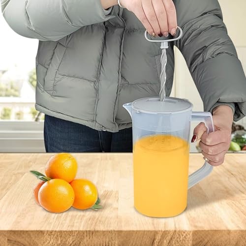 1 Pack Mixing Pitcher for Drinks 2 Quart/ 64oz Plastic Water Pitcher with 1 Pcs
