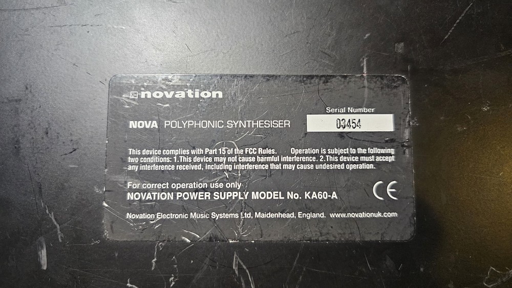 Novation Nova Polyphonic Synthesizer w/ Analogue Sound Modelling -Untested-