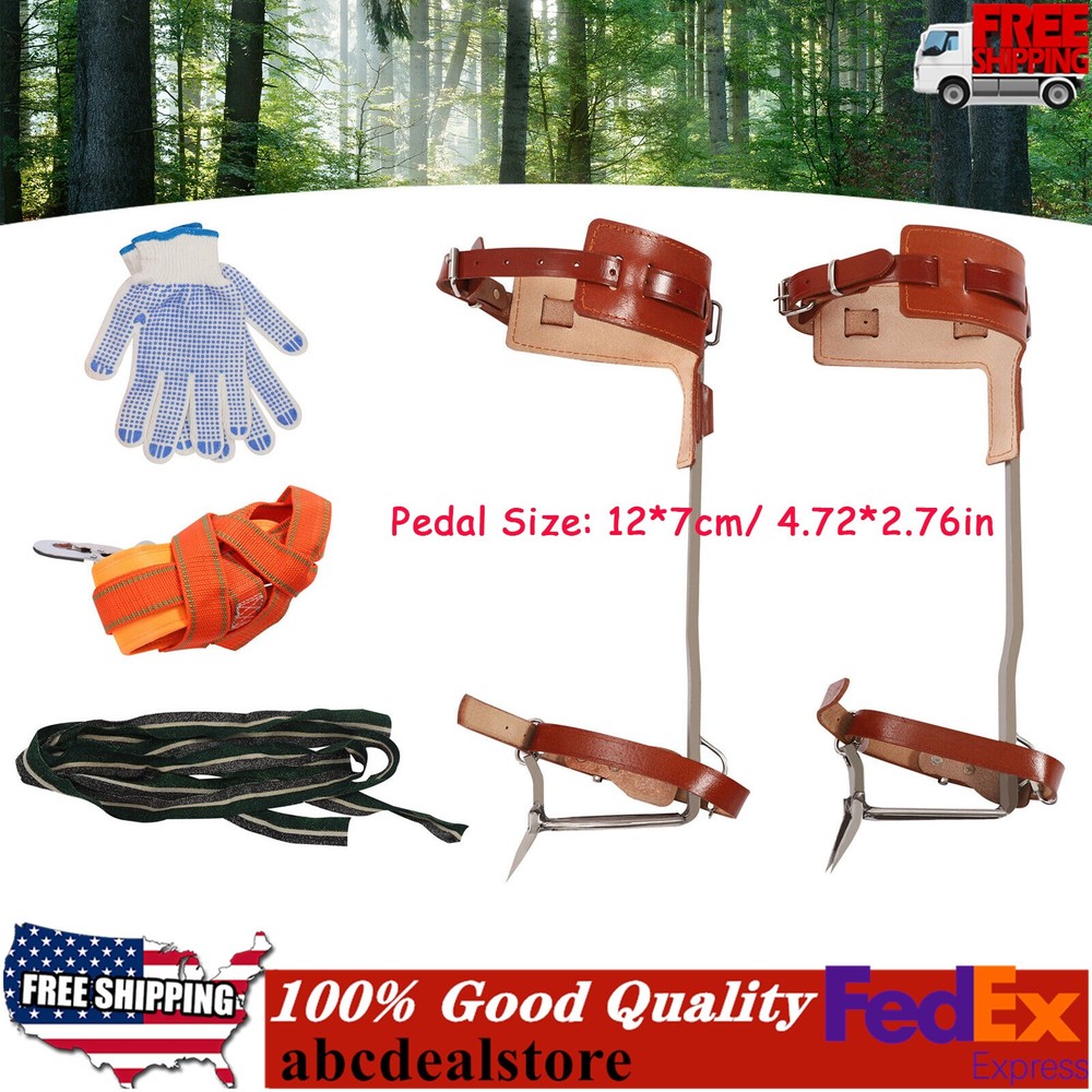 Adjustable Tree Climbing Spike Set Pole Climbing Spurs Tool Climber Strap Gaffs
