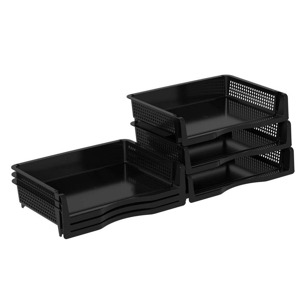 Set of 6 Plastic Letter Trays Stackable, Plastic Stackable A4 Paper Tray, Des...