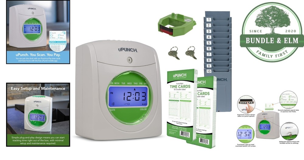 Versatile Timekeeping Clock with Rack and Clear Printing for Payroll Processing
