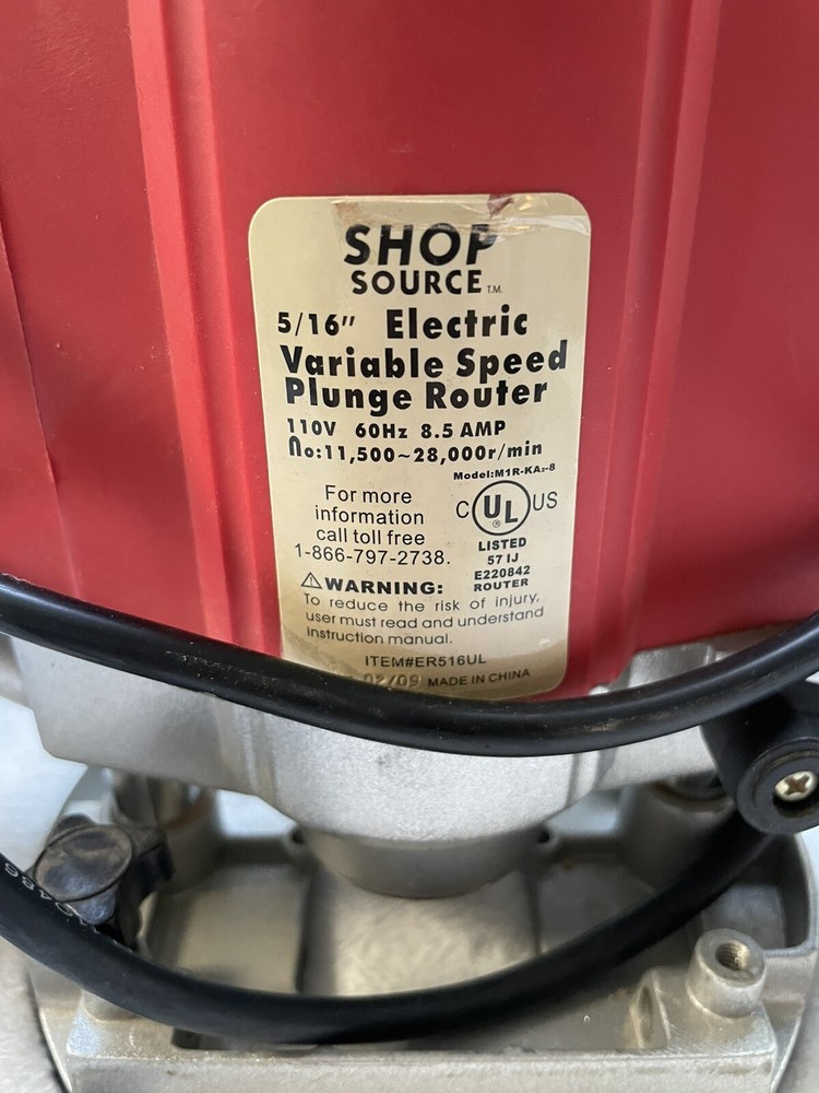 ShopSource 5/16” Electric Plunge Router Variable Speed Woodworking Tool