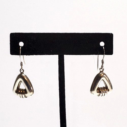 Vtg Mark Wasserman Samara MWS Sterling Silver Triangular Drop Earrings Signed