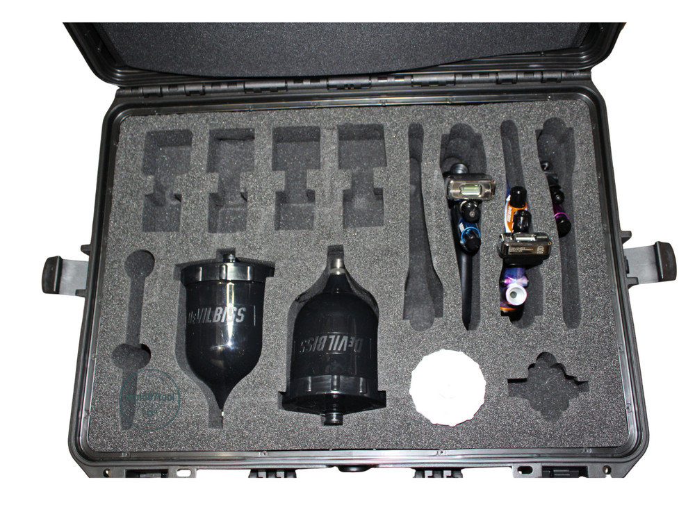 Devilbiss Dv1 3 Gun Combo w/ Black Cups w/ Travel Case