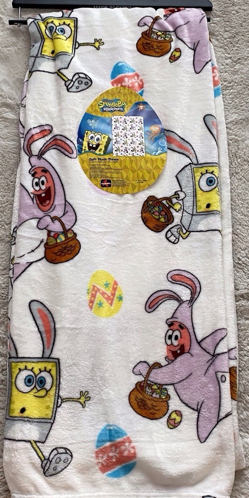 Spongebob Squarepants Patrick Easter Eggs Soft Throw Blanket 50” X 70” NEW