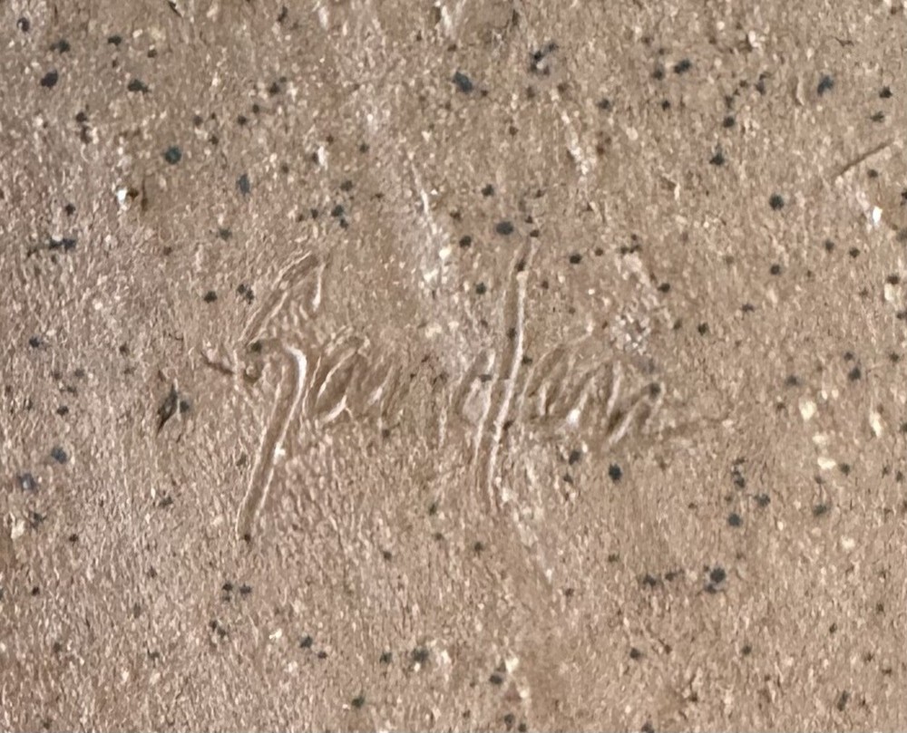 Glazed Ceramic Pitcher, Signed Sanders, 6” Tree Design