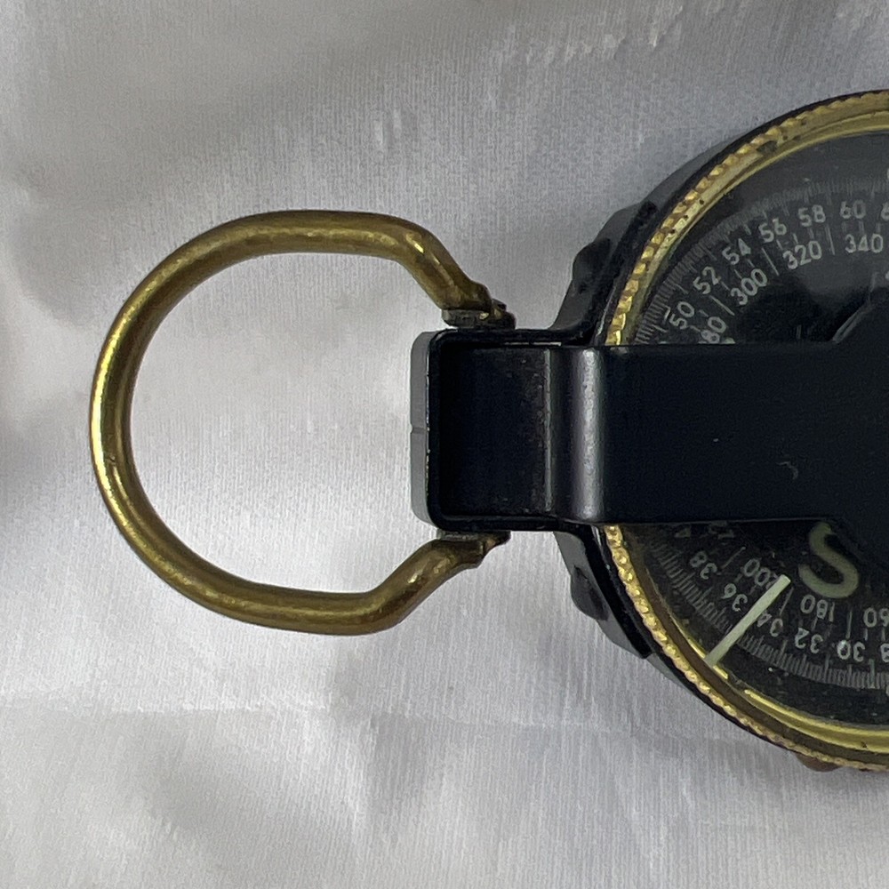 Vintage Compass In Plastic Case Engineer Handheld Black & Brass