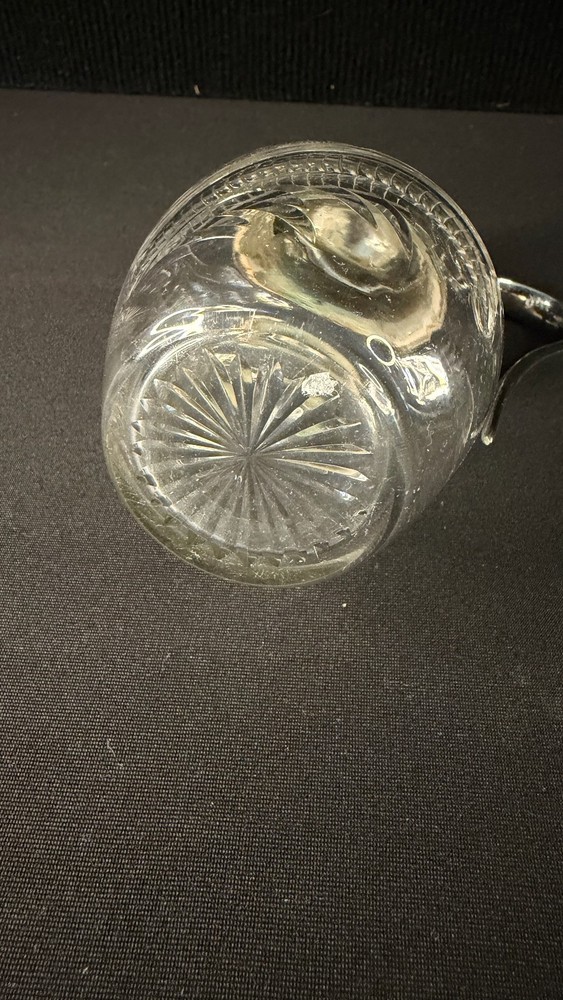 Victorian Cut Crystal & Silverplate Syrup Pitcher. Just Stunning! 5.5" tall