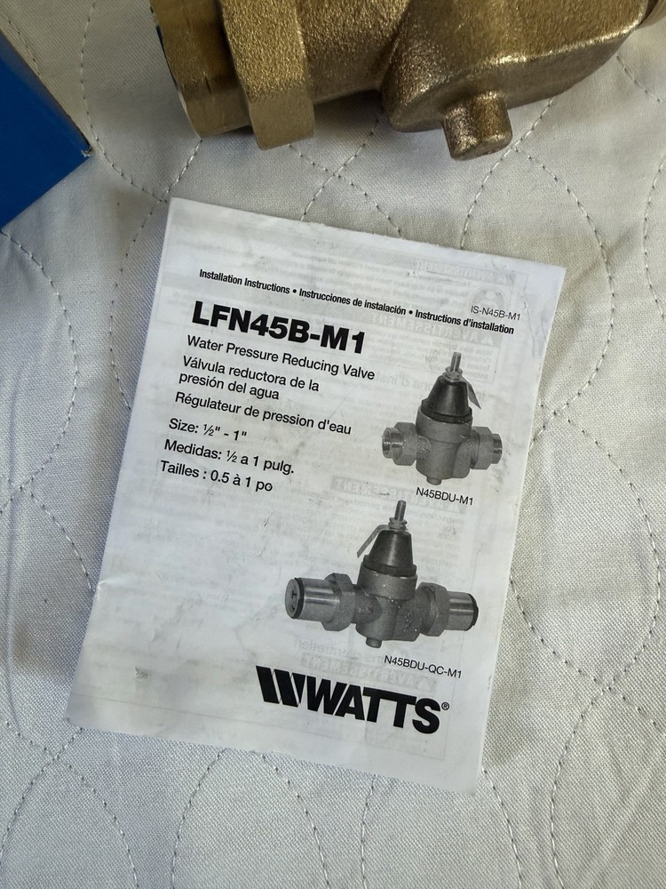 Watts LFN45B-M1 1" Brass Water Pressure Reducing Valve Lead Free