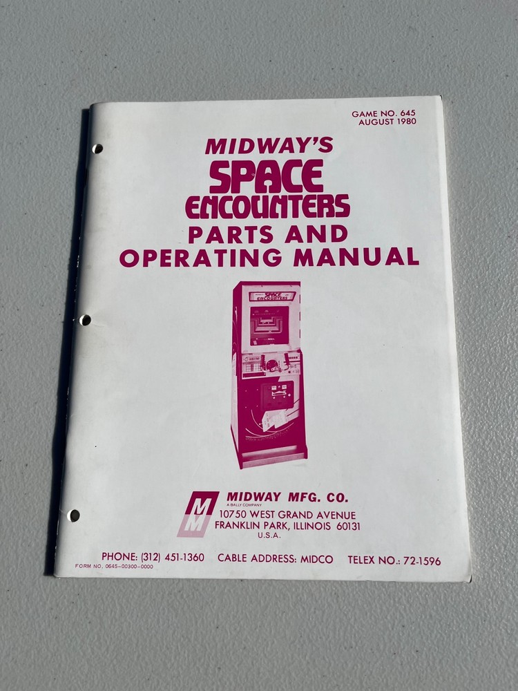 Midway SPACE ENCOUNTERS Arcade Video Game Manual - good used original
