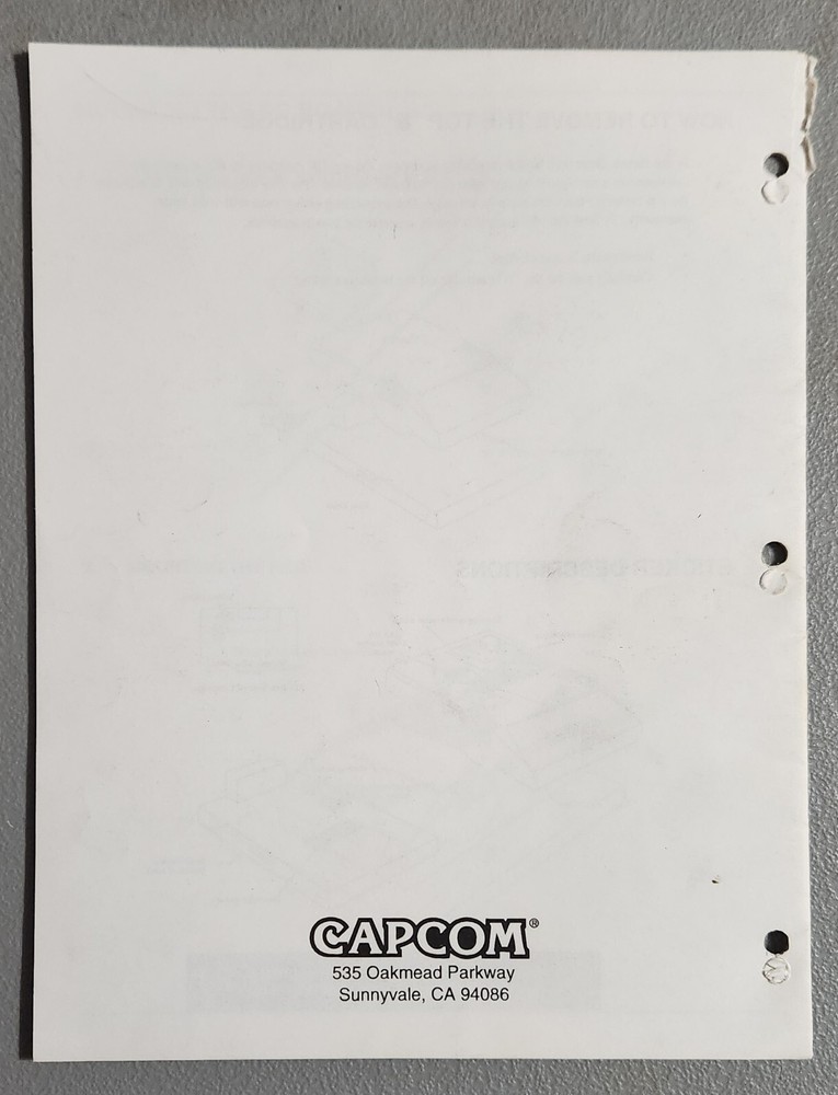 Alien Vs Predator Capcom Arcade Video Game Manual
