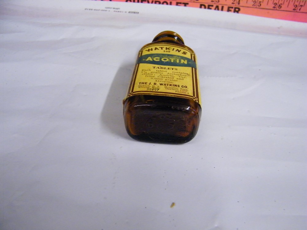 Vintage Watkins Acotin Tablets Empty Bottle