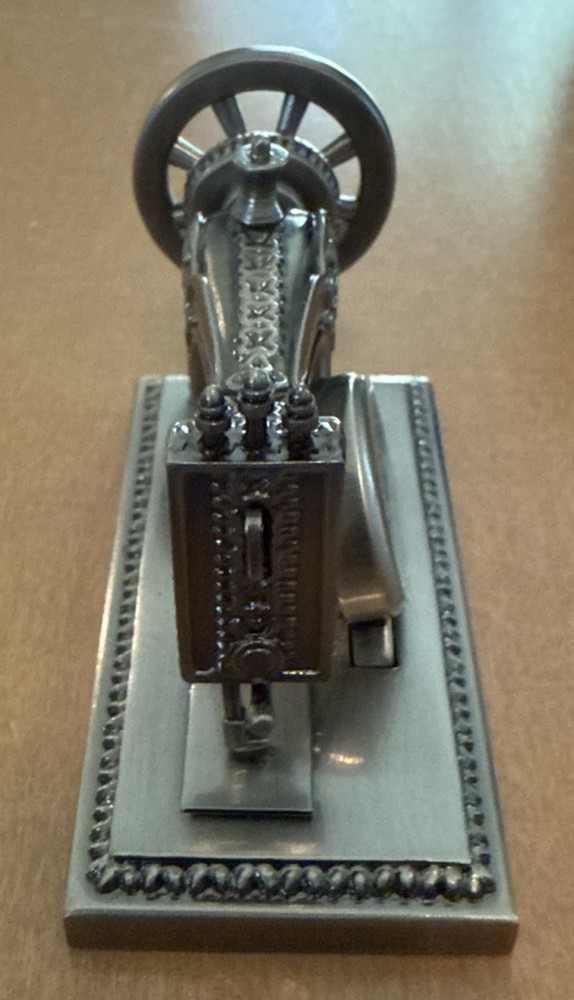 Timex Miniature Sewing Machine Pewter Clock 3”