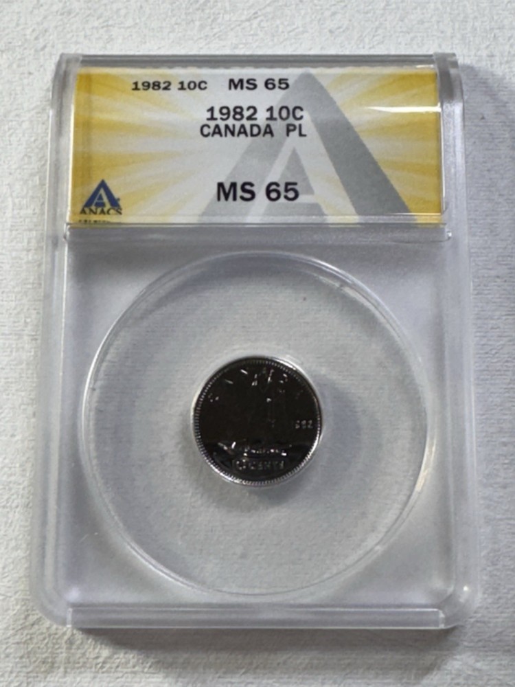 1982 Canada 10 Cents Proof Like Graded MS 65 by ANACS