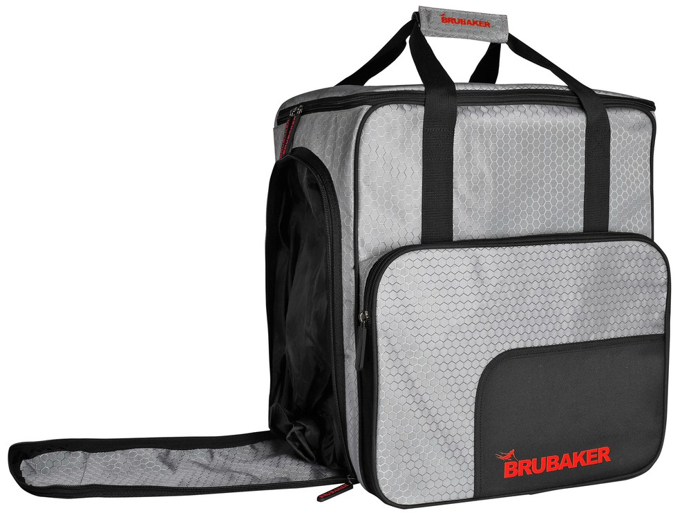 BRUBAKER Ski Bag Combo Tec Pro - Boot Bag and Ski Bag - Silver/Red