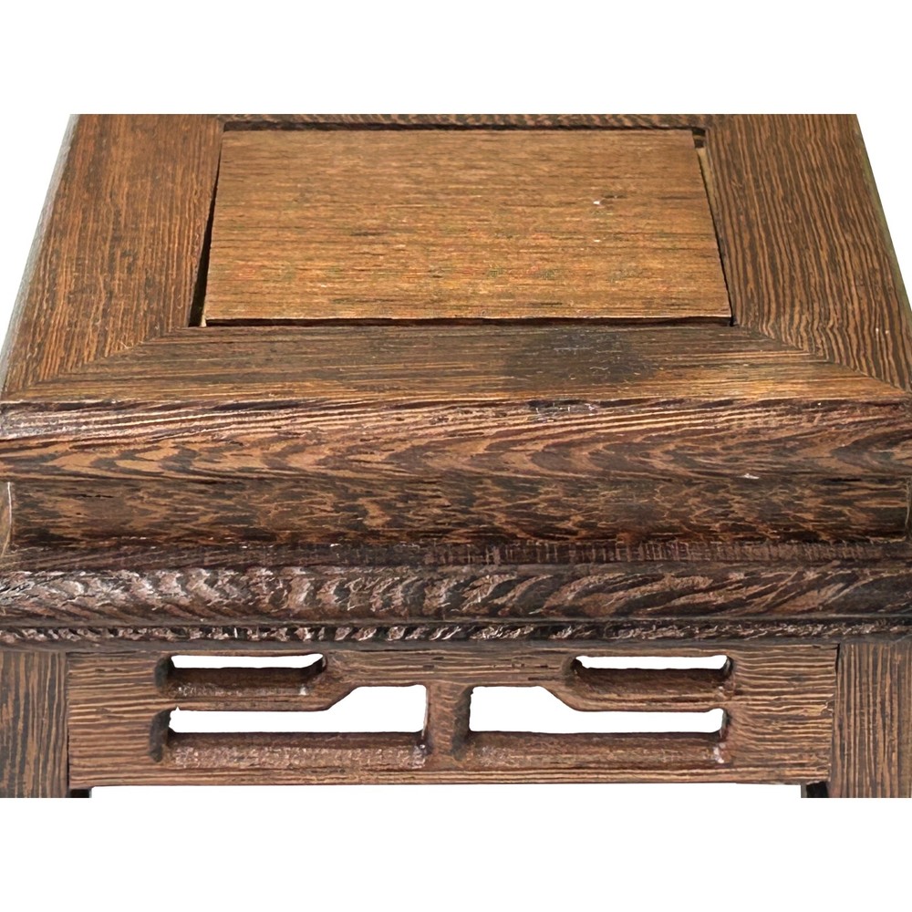 4.75" Light Brown Feather Pattern Square Wood Display Stand Riser ws4217