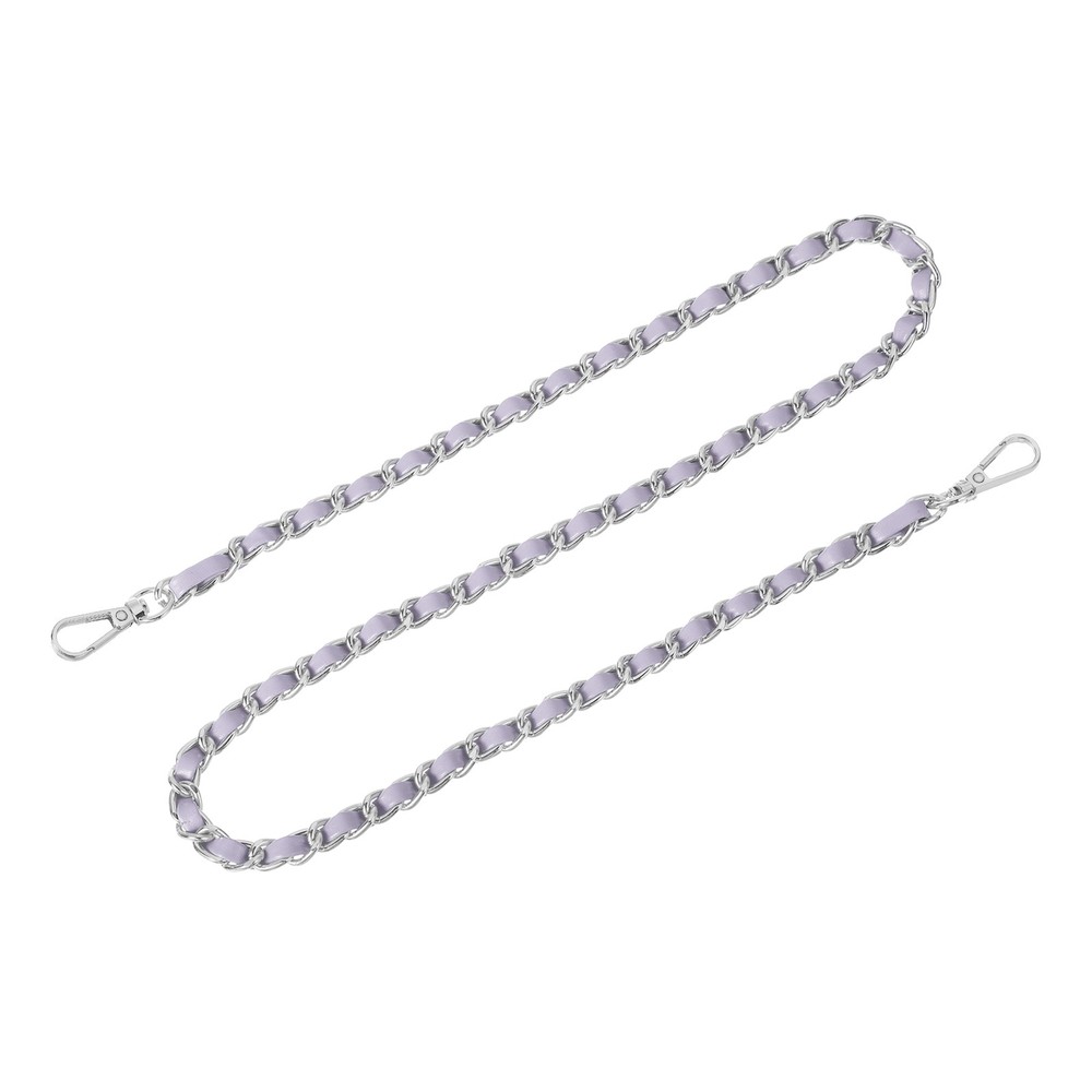 Purse Strap, 32" Leather for Shoulder Strap (Purple, Silver)