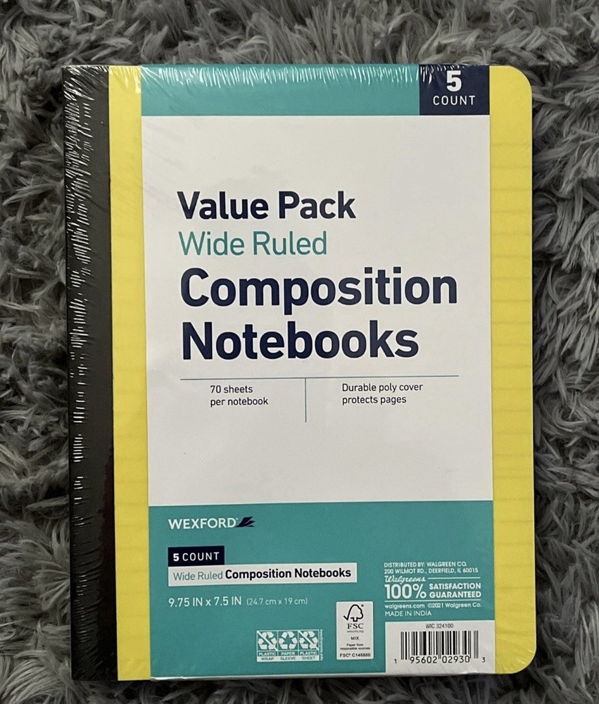 Wexford wide ruled composition notebook 5 count