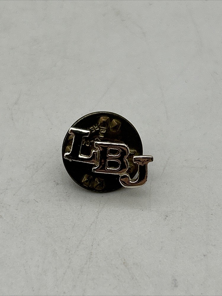 Vintage Lyndon B Johnson LBJ Small Pin Brass Pinback Button