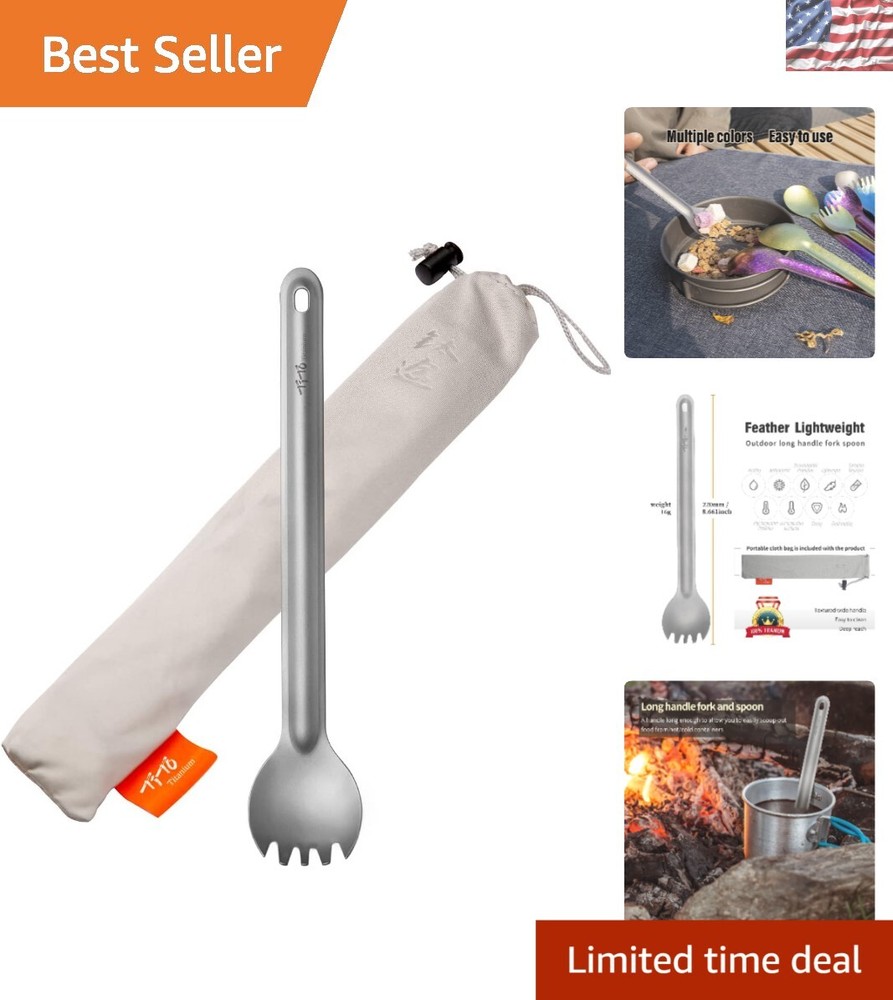 Ultralight Long Handle Spork & Spoon - Eco-Friendly Titanium Flatware Set