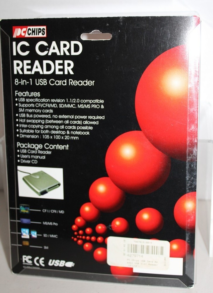 PC Chips IC 8-In-1 USB Card Reader - New