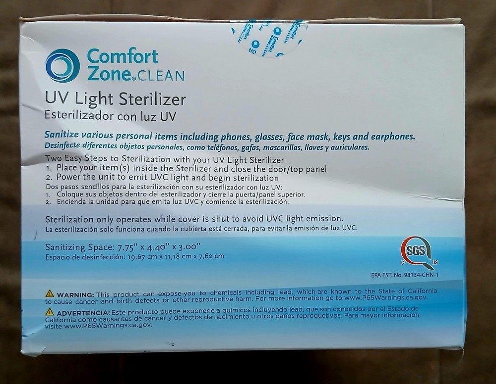 Sterilizer Comfort Zone UV Light Sterilizer