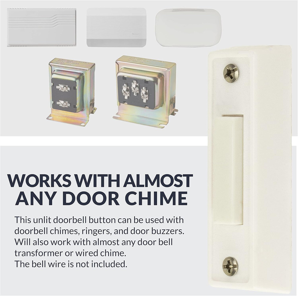 BT1W Unlighted Doorbell Button, 1-Pack, White